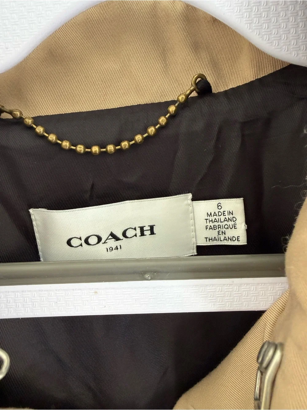 Coach Khaki Tan Double-Breasted Trench Coat - Picture 4 of 5